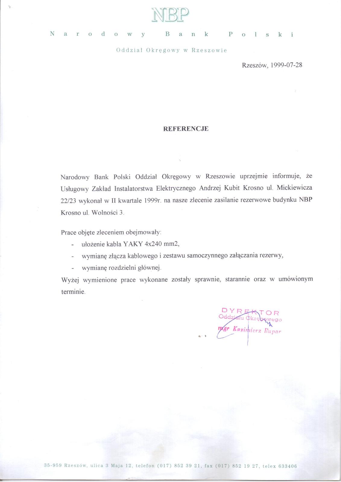 Referencje NBP