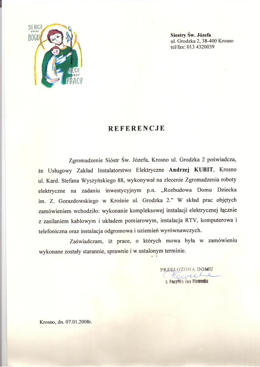 Referencje Siostry Św. Józefa